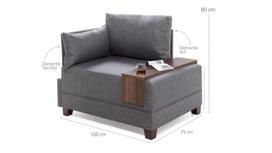 foteliai kampiniai - Kalune Design 1 sėdynės sofa Fly Armchair Left - Pilkas - 4 nuotrauka