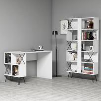 stalas knyga - Kalune Design Hommy Craft rašomasis stalas su knygų lentyna Extra, baltas/juodas - 2 nuotrauka