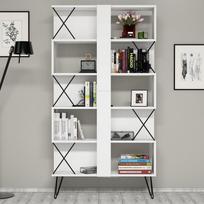 stalas knyga - Kalune Design Hommy Craft rašomasis stalas su knygų lentyna Extra, baltas/juodas - 4 nuotrauka