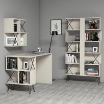 stalas knyga - Rašomasis stalas su lentyna Kalune Design 845 (III), juodas/smėlio spalvos - 2 nuotrauka