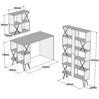 stalas knyga - Rašomasis stalas su lentyna Kalune Design 845 (III), juodas/smėlio spalvos - 6 nuotrauka