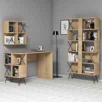 Rašomasis stalas su lentyna Kalune Design 845 (III), šviesiai rudas/juodas