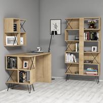 rasomasis stalas 90 cm - Rašomasis stalas su lentyna Kalune Design 845 (III), šviesiai rudas/juodas - 2 nuotrauka