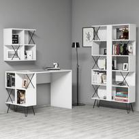 Rašomasis stalas su lentyna Kalune Design 845 (III), baltas/juodas