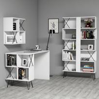 rasomasis stalas 90 cm - Rašomasis stalas su lentyna Kalune Design 845 (III), baltas/juodas - 2 nuotrauka