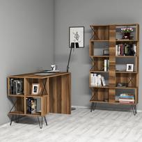 Rašomasis stalas su knygų lentyna Kalune Design 845 (IV), juodas/rudas