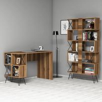stalas knyga - Rašomasis stalas su knygų lentyna Kalune Design 845 (IV), juodas/rudas - 2 nuotrauka