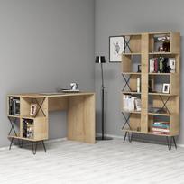 rasomasis stalas 90 cm - Rašomasis stalas su knygų lentyna Kalune Design 845 (IV), juodas/šviesiai rudas - 2 nuotrauka
