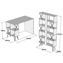 rasomasis stalas 90 cm - Rašomasis stalas su knygų lentyna Kalune Design 845 (IV), juodas/šviesiai rudas - 5 nuotrauka