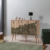 komoda 120 - Komoda Kalune Design 863 (VII), 120 cm, ąžuolo spalvos/tamsiai žalia - 4 nuotrauka