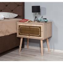 stalas 60 40 - Naktinis staliukas Kalune Design 869, 61 cm, rudos/ąžuolo spalvos - 4 nuotrauka