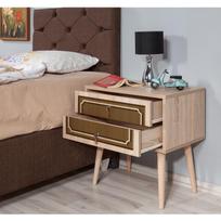 stalas 60 40 - Naktinis staliukas Kalune Design 869, 61 cm, rudos/ąžuolo spalvos - 6 nuotrauka