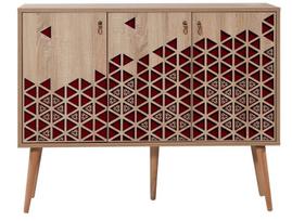 Komoda Kalune Design 863 (VII), 120 cm, ąžuolo spalvos/raudona