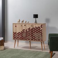 komoda 120 - Komoda Kalune Design 863 (VII), 120 cm, ąžuolo spalvos/raudona - 4 nuotrauka