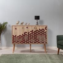 komoda 120 - Komoda Kalune Design 863 (VII), 120 cm, ąžuolo spalvos/raudona - 5 nuotrauka