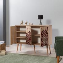 komoda 120 - Komoda Kalune Design 863 (VII), 120 cm, ąžuolo spalvos/raudona - 6 nuotrauka
