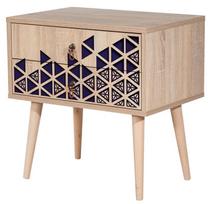 stalas 60 40 - Naktinis staliukas Kalune Design 869, 61 cm, ąžuolo/tamsiai mėlynos spalvos - 1 nuotrauka