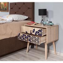 stalas 60 40 - Naktinis staliukas Kalune Design 869, 61 cm, ąžuolo/tamsiai mėlynos spalvos - 6 nuotrauka