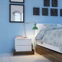 stalas 60 40 - Naktinis staliukas Kalune Design Marina, baltas/rudas - 3 nuotrauka