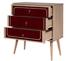 komoda azuolo spalvos - Komoda Kalune Design Dresser 3437, ąžuolo spalvos/raudona - 3 nuotrauka