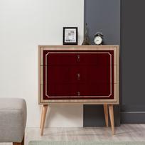 komoda azuolo spalvos - Komoda Kalune Design Dresser 3437, ąžuolo spalvos/raudona - 4 nuotrauka