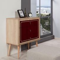komoda azuolo spalvos - Komoda Kalune Design Dresser 3437, ąžuolo spalvos/raudona - 5 nuotrauka