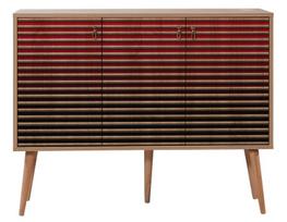 Komoda Kalune Design 863 (VII), 120 cm, raudona/ąžuolo spalvos