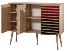 komoda 120 - Komoda Kalune Design 863 (VII), 120 cm, raudona/ąžuolo spalvos - 3 nuotrauka