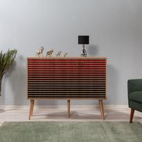 komoda 120 - Komoda Kalune Design 863 (VII), 120 cm, raudona/ąžuolo spalvos - 5 nuotrauka