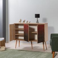 komoda 120 - Komoda Kalune Design 863 (VII), 120 cm, raudona/ąžuolo spalvos - 7 nuotrauka