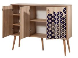 komoda melyna - Komoda Kalune Design 863 (VII), 120 cm, ąžuolo spalvos/tamsiai mėlyna - 3 nuotrauka