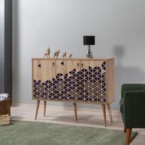 komoda melyna - Komoda Kalune Design 863 (VII), 120 cm, ąžuolo spalvos/tamsiai mėlyna - 4 nuotrauka