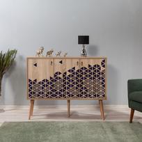 komoda melyna - Komoda Kalune Design 863 (VII), 120 cm, ąžuolo spalvos/tamsiai mėlyna - 5 nuotrauka