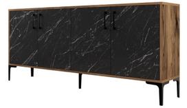 tv komoda 180 - Kalune Design Konsolė Kiev - Walnut, Juodas Marble - 1 nuotrauka