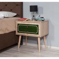 stalas 60 40 - Naktinis staliukas Kalune Design 869, 61 cm, žalios/ąžuolo spalvos - 4 nuotrauka