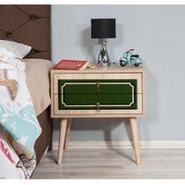 stalas 60 40 - Naktinis staliukas Kalune Design 869, 61 cm, žalios/ąžuolo spalvos - 5 nuotrauka