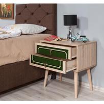 stalas 60 40 - Naktinis staliukas Kalune Design 869, 61 cm, žalios/ąžuolo spalvos - 6 nuotrauka