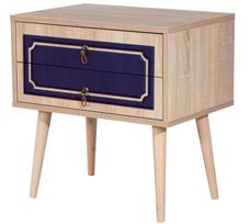 stalas 60 40 - Naktinis staliukas Kalune Design 869, 61 cm, ąžuolo/mėlynos spalvos - 1 nuotrauka