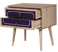 stalas 60 40 - Naktinis staliukas Kalune Design 869, 61 cm, ąžuolo/mėlynos spalvos - 3 nuotrauka