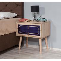 stalas 60 40 - Naktinis staliukas Kalune Design 869, 61 cm, ąžuolo/mėlynos spalvos - 4 nuotrauka