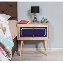 stalas 60 40 - Naktinis staliukas Kalune Design 869, 61 cm, ąžuolo/mėlynos spalvos - 5 nuotrauka