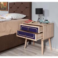 stalas 60 40 - Naktinis staliukas Kalune Design 869, 61 cm, ąžuolo/mėlynos spalvos - 6 nuotrauka