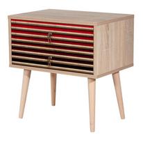 Naktinis staliukas Kalune Design 869, 61 cm, ąžuolo/tamsiai raudonos spalvos