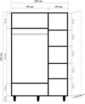 tamsios spintos - Spinta Kalune Design Wardrobe 863 (VI), 135 cm, ąžuolo spalvos/tamsiai žalia - 8 nuotrauka