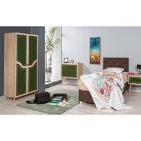 tamsios spintos - Spinta Kalune Design Wardrobe 869 (IV), 90 cm, ąžuolo spalvos/tamsiai žalia - 4 nuotrauka