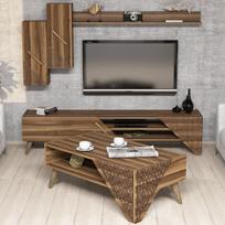 berilis - Svetainės baldų komplektas Kalune Design 845(II), tamsiai rudas - 2 nuotrauka