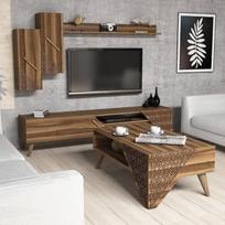 berilis - Svetainės baldų komplektas Kalune Design 845(II), tamsiai rudas - 3 nuotrauka