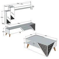 berilis - Svetainės baldų komplektas Kalune Design 845(II), baltas - 4 nuotrauka