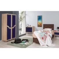 tamsios spintos - Spinta Kalune Design Wardrobe 869 (IV), 90 cm, tamsiai mėlyna/ąžuolo spalvos - 4 nuotrauka