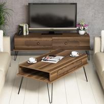 svetaines staliukas - Kalune Design Svetainės baldų rinkinys Ekol - Walnut - 3 nuotrauka